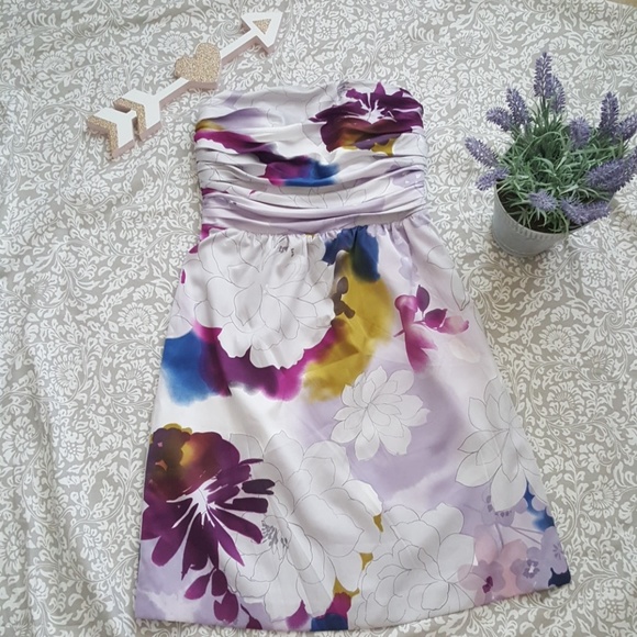 The Limited Dresses & Skirts - New The Limited Strapless Floral Watercolor Dress NWT